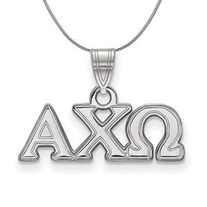 Sterling Silver Alpha Chi Omega Small Greek Pendant Necklace - 24 Inch